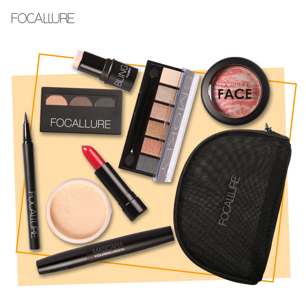 8 PCS Makup Tool Kit Including Eyeshadow Set With Makeup Bag - yurionline