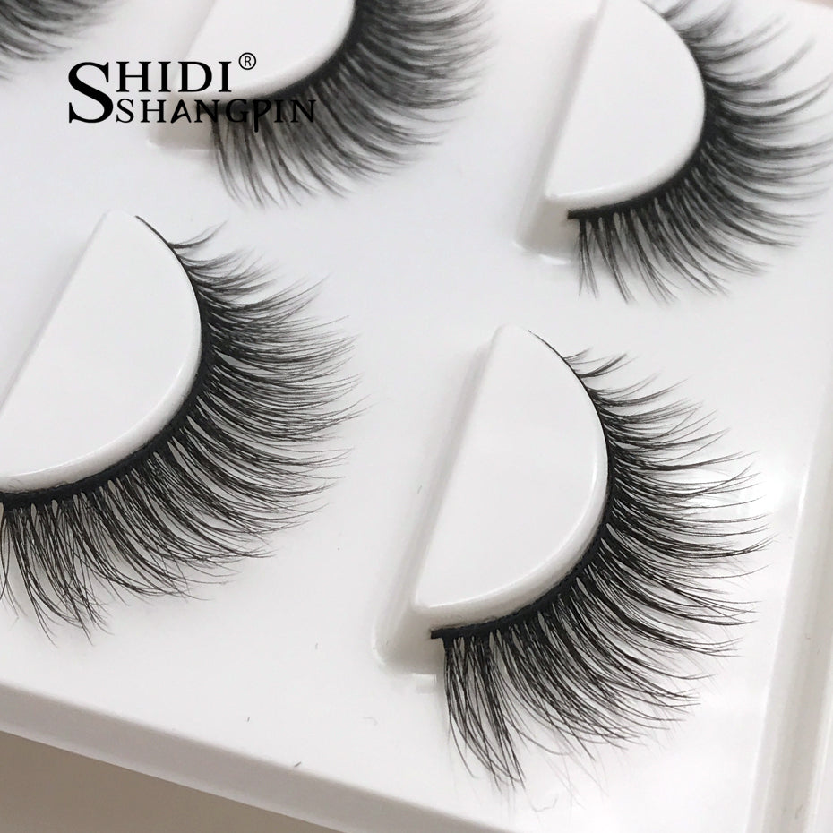 New 3 pairs natural false eyelashes fake lashes long makeup 3d mink lashes extension eyelash mink eyelashes for beauty #X11 - yurionline