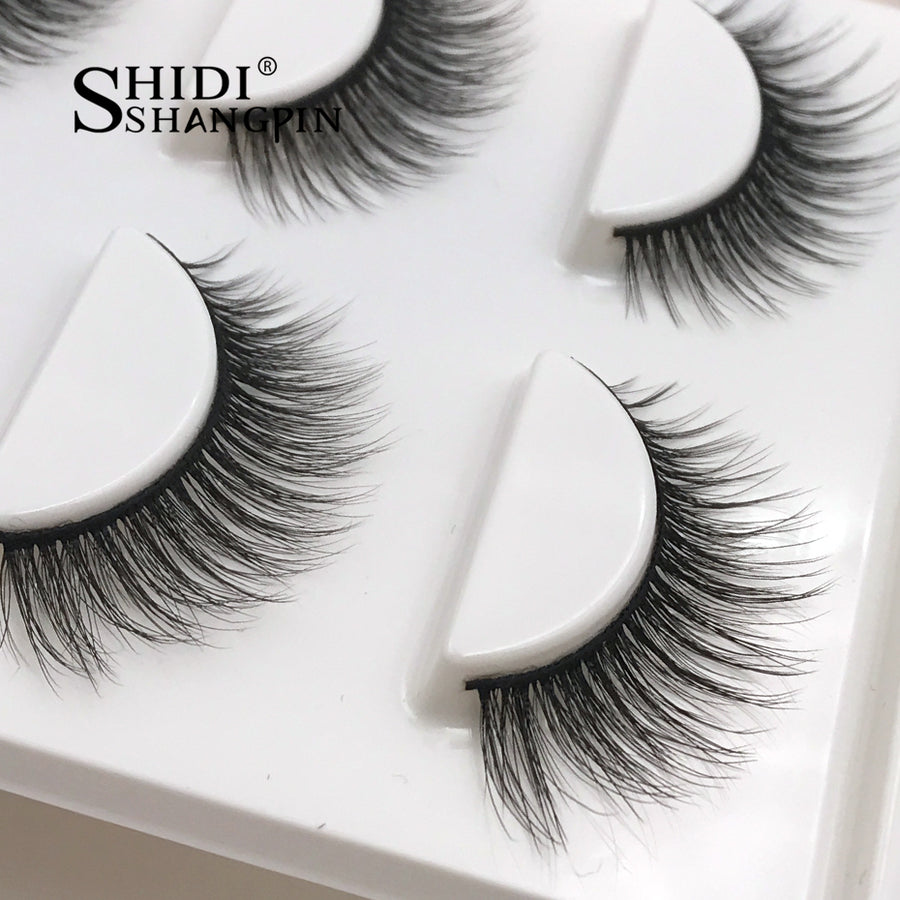 New 3 pairs natural false eyelashes fake lashes long makeup 3d mink lashes extension eyelash mink eyelashes for beauty #X11 - yurionline